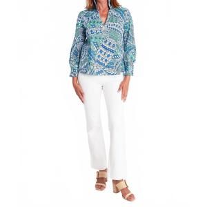 NEW CK BRADLEY aspen v-neck blouse in blue